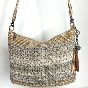 THE Sak Greenwood 3-in-1 Demi Crochet Crossbody Bag Sand Stripe Adjustable Strap